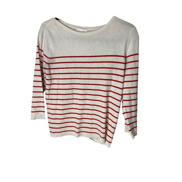 H&M Basics Portofino Breton Stripe Small Light Knit Minimalist Preppy Blouse - Picture 1 of 4